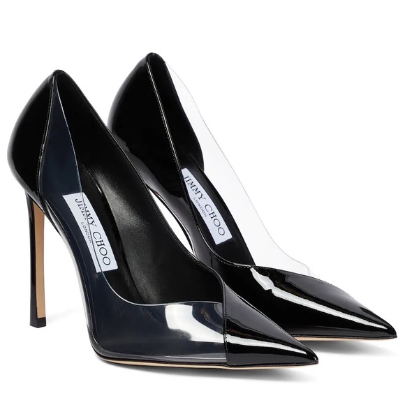 Jimmy Choo Black Cass 110 Patent & Plexi Pump - Picture 2 of 2
